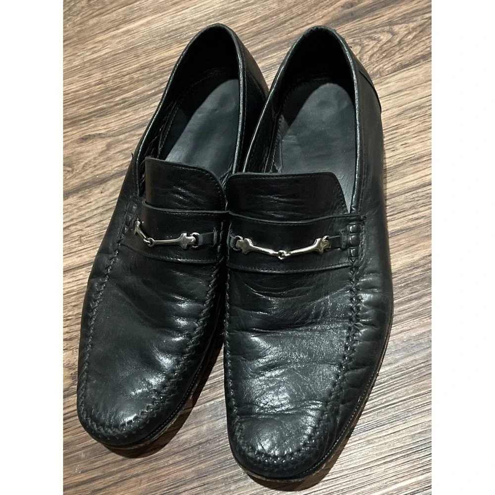 Bruno Magli Kirby 11.5 M Men's Horsebit Loafers Black Leather Italy